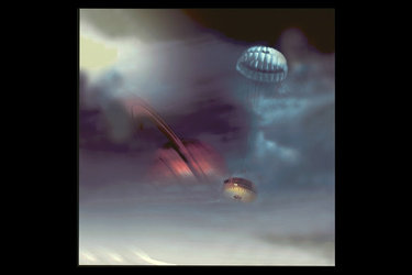 Huygens Probe descending through Titan's atmosphere
