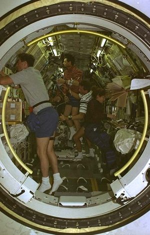 Spacelab interior viewed through entrance