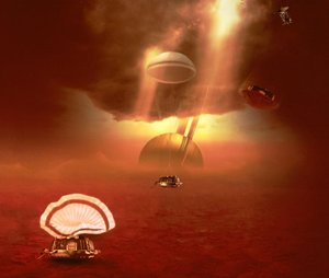 Huygens parachutes onto Titan