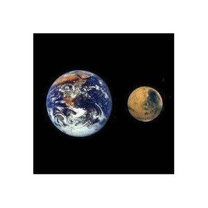 Size comparison between Earth and Mars