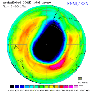 Ozone hole over the South Pole, 21 September 2000