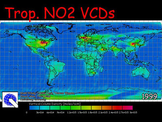 Yearly map of global tropospheric nitrogen dioxide