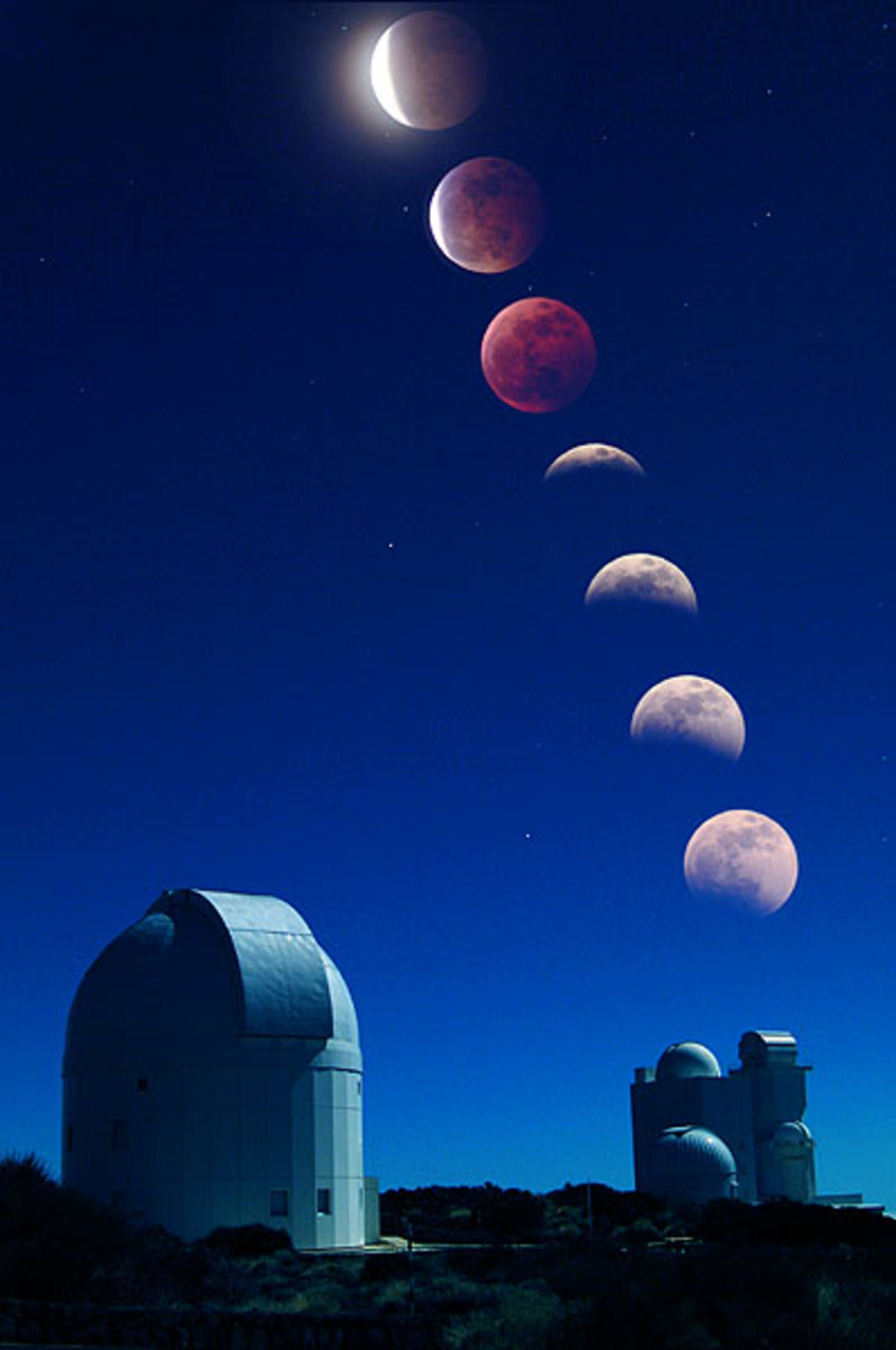 Lunar eclipse at the Observatorio del Teide, Tenerife