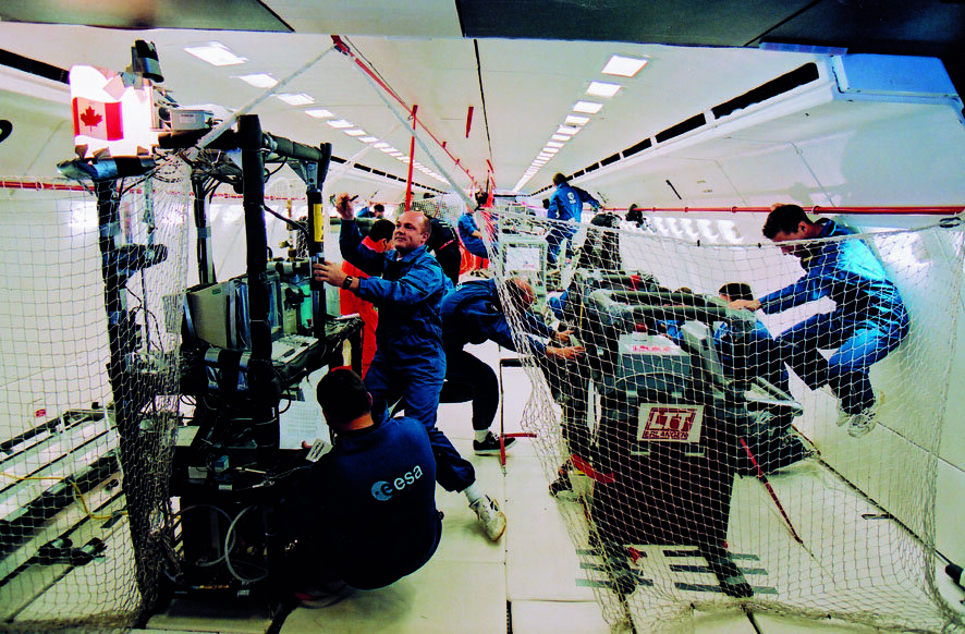 Andre Kuipers  inside the Zero-G Airbus A300