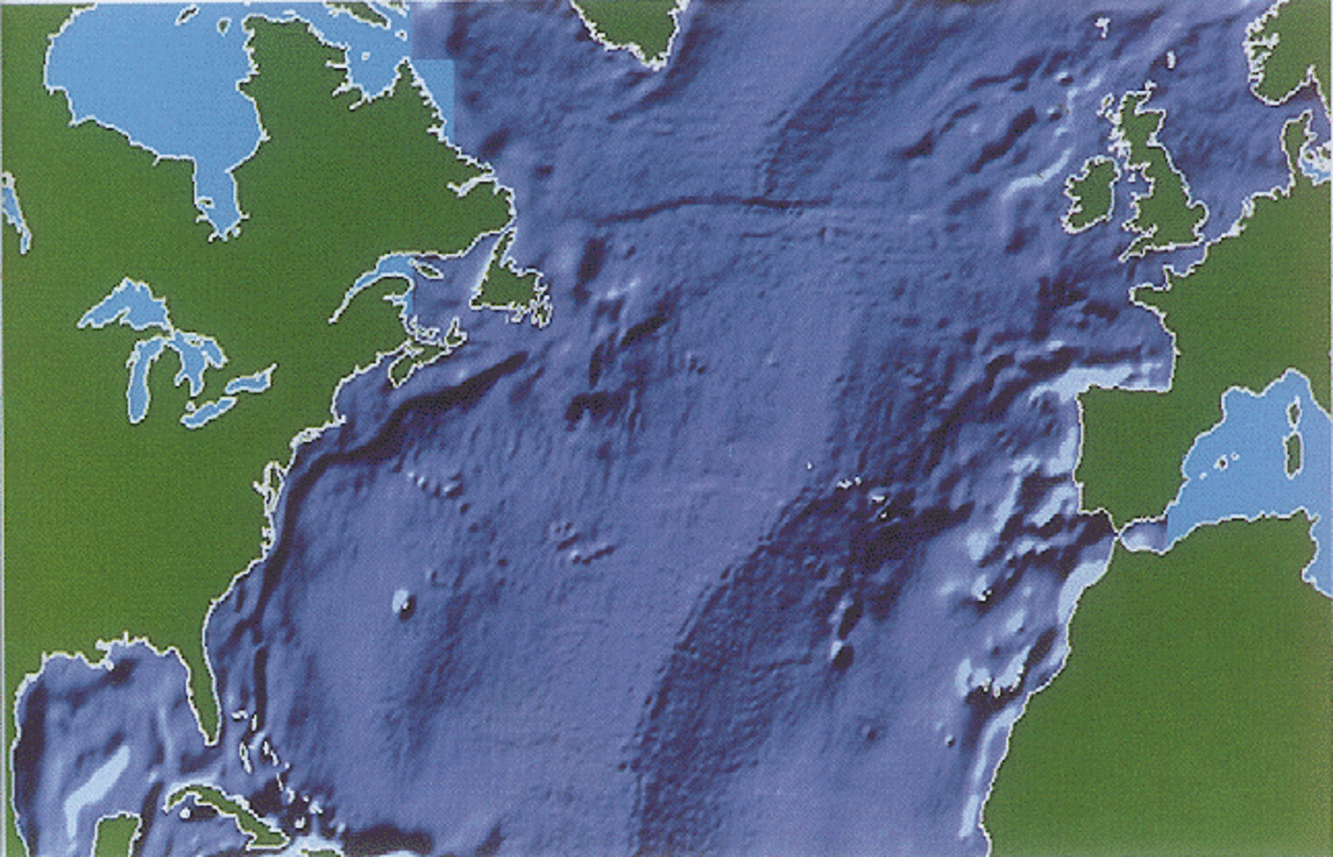 Atlantic sea elevation recorded by ERS-1 's Radar Altimeter