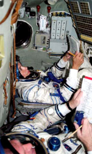 Claudie Haigneré during her training in Star City, for the Andromède mission to the ISS