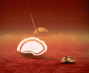 Artist's impression of ESA's Huygens probe on Titan