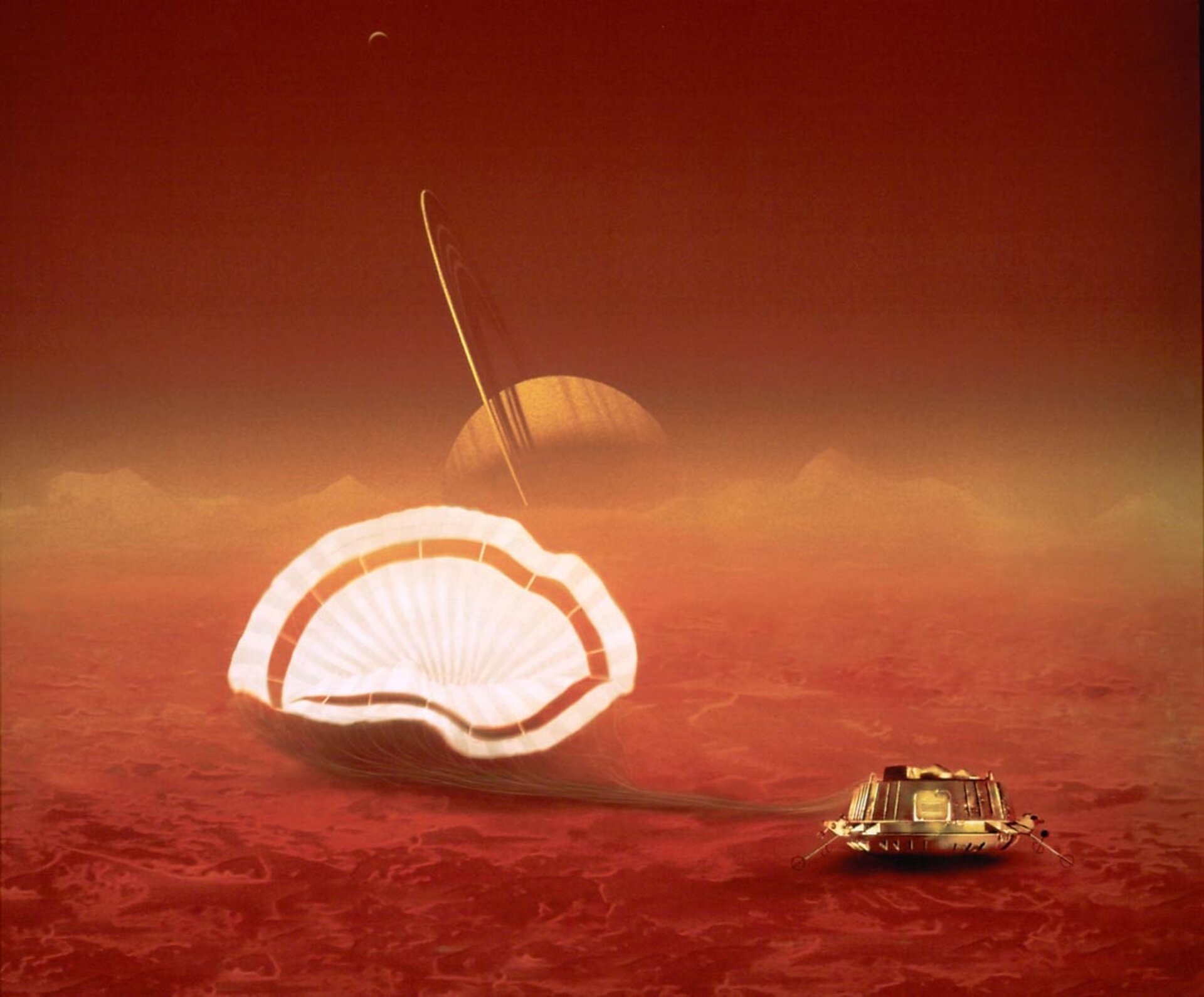 Artist's impression of ESA's Huygens probe on Titan