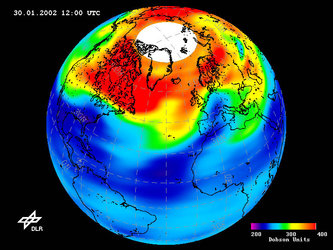 Low-ozone event over Northern Hemisphere, 30.01.02