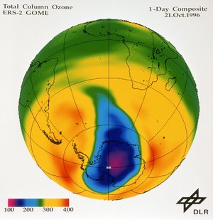 Total Column Ozone on 21 October 1996