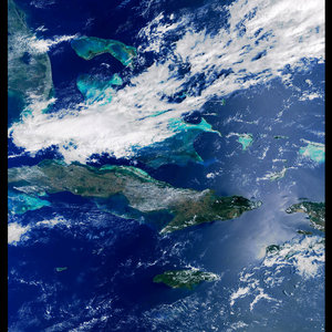 Satellite image of the Caribbean Sea taken by the MERIS instrument on board Envisat,   24 March 2002