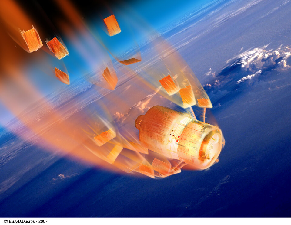 The ATV burns up during a guided and controlled reentry
