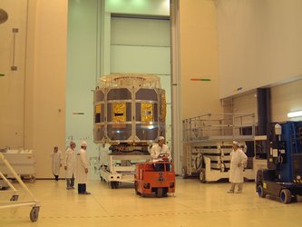 The first of three satellites of the Meteosat Second Generation (MSG) family has arrived at the Guiana Space Center