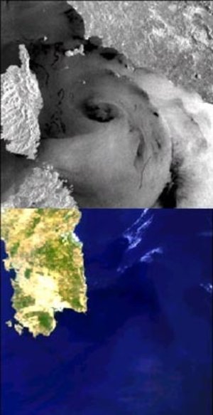 ASAR and MERIS images of Corsica and Sardinia