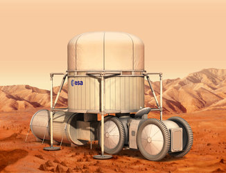Künstlerische Darstellung einer ersten Marsbasis