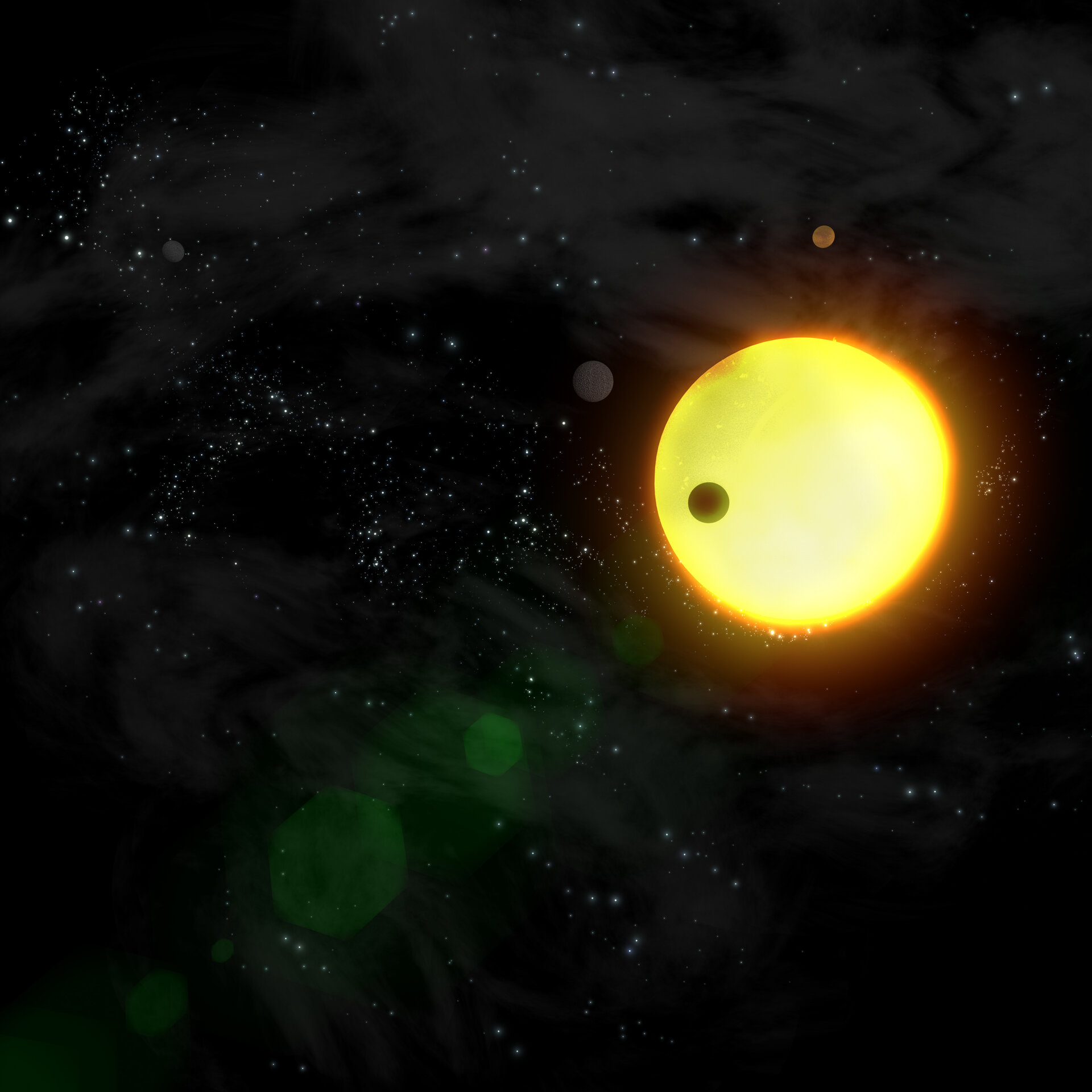 Artist's impression of extrasolar planets orbiting another sun
