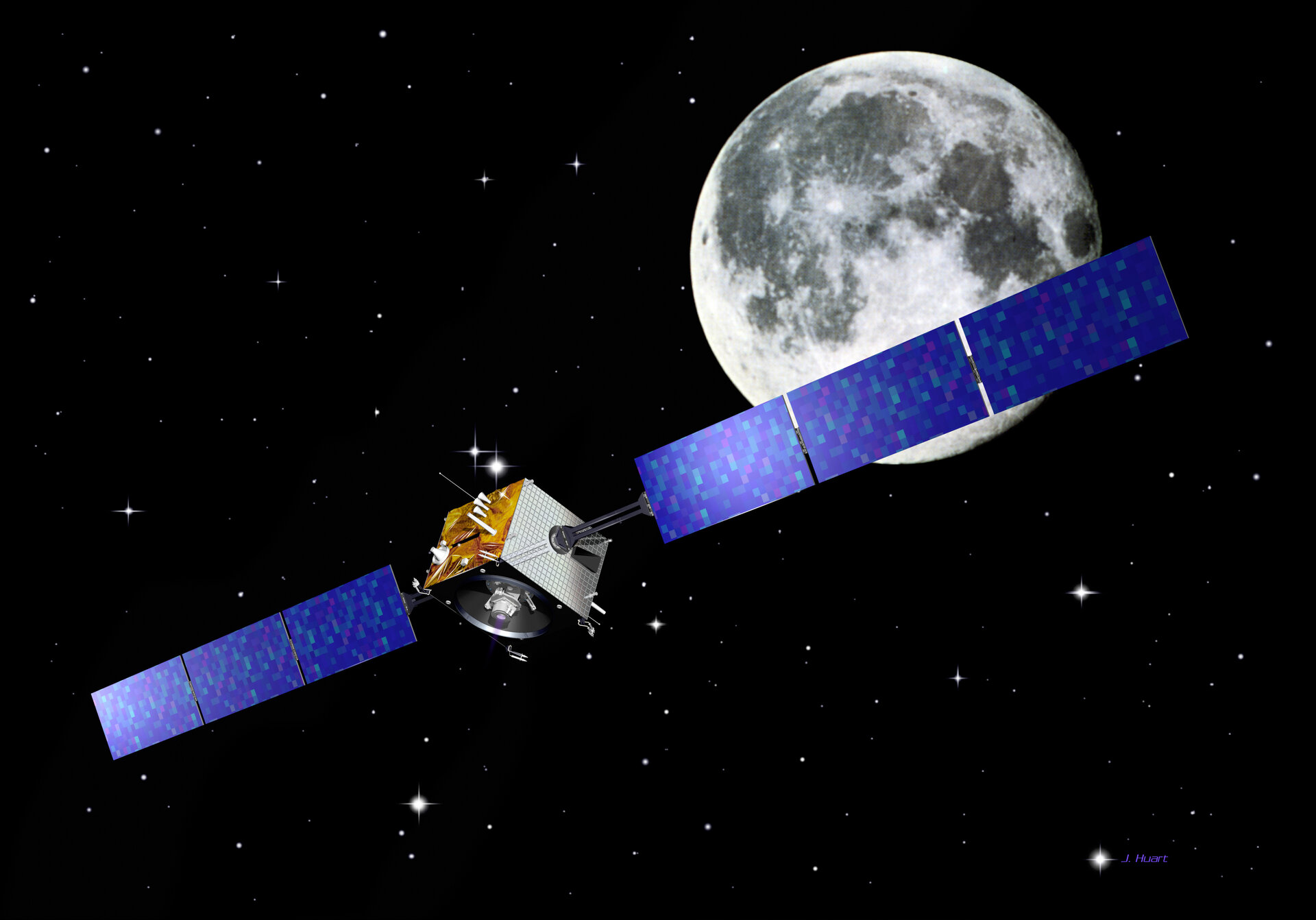 SMART-1 is travelling to the Moon using a new solar-electric propulsion system