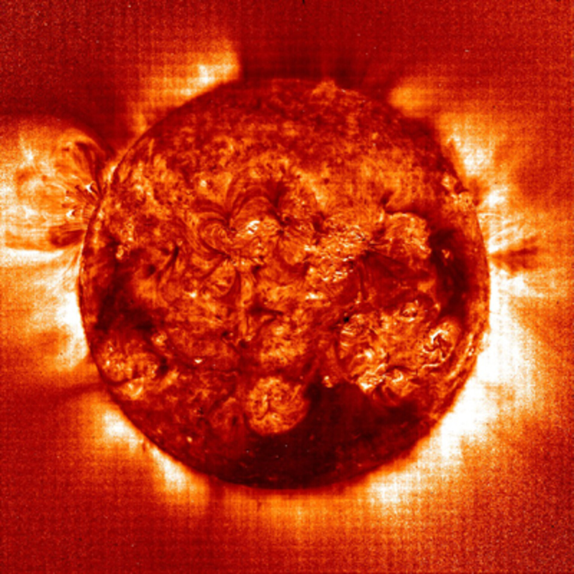 Temperature map of the Sun's corona as recorded by the EIT instrument on SOHO