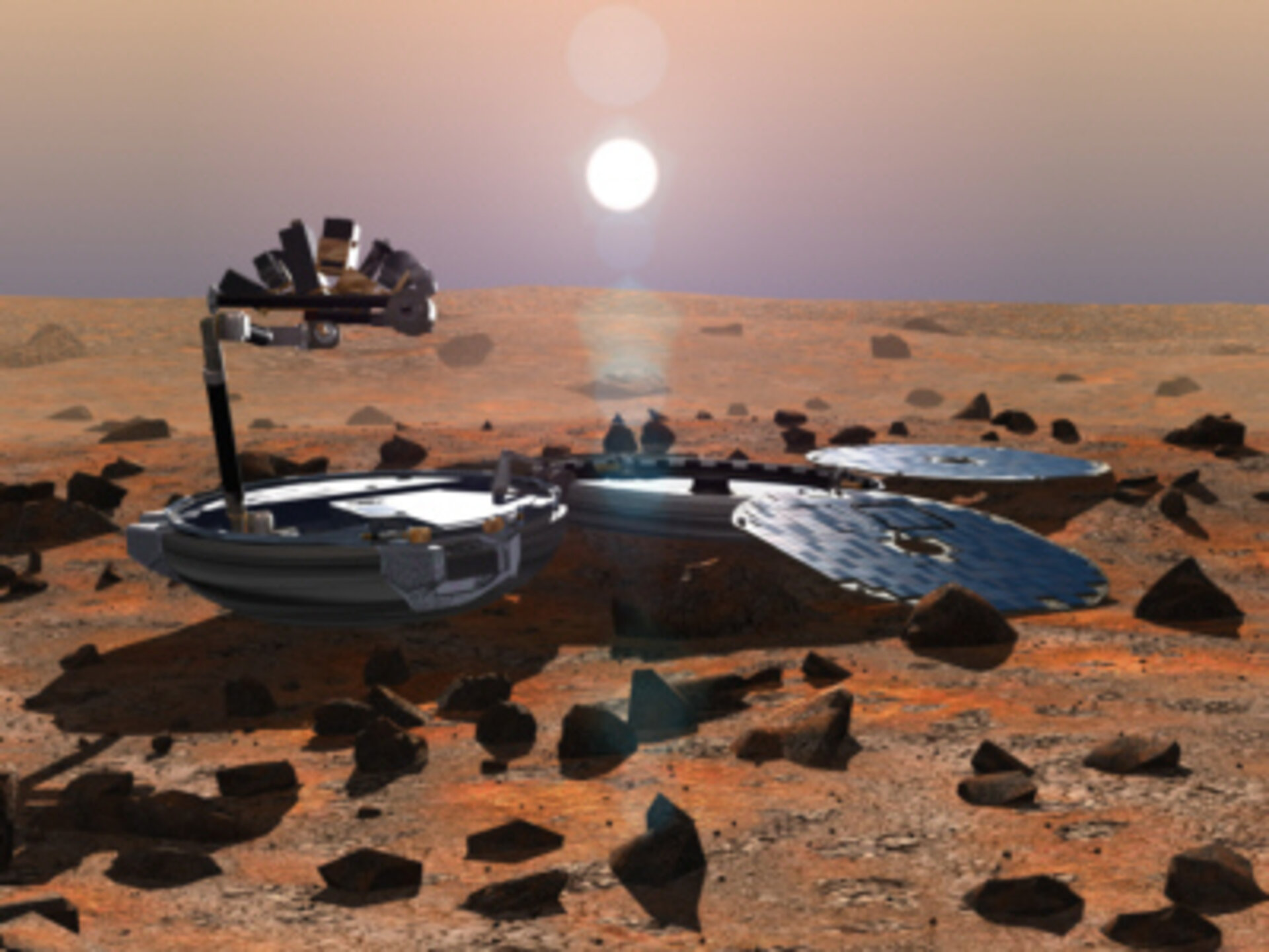 Artist's impression of Beagle 2 on Martian surface