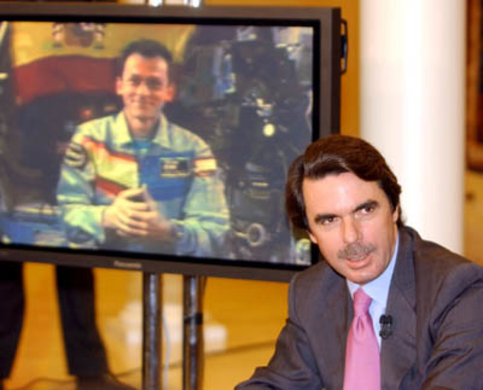 Spain's Prime Minister Jose Maria Aznar spoke to Pedro from the Moncloa Palace in Madrid
