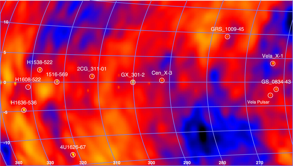 A portion of Integral’s gamma-ray map of the Milky Way