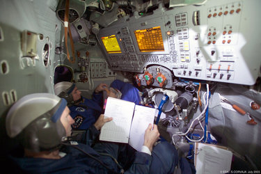 Training in the Soyuz simulator at Star City