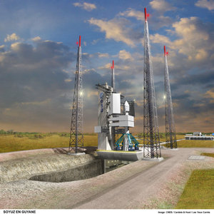 Artist's drawing of Soyuz at Europe's Spaceport