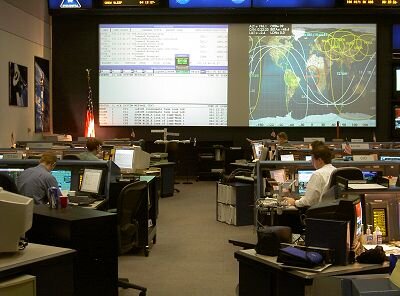 Der ISS-Flugkontrollraum im Missionskontrollzentrum Houston