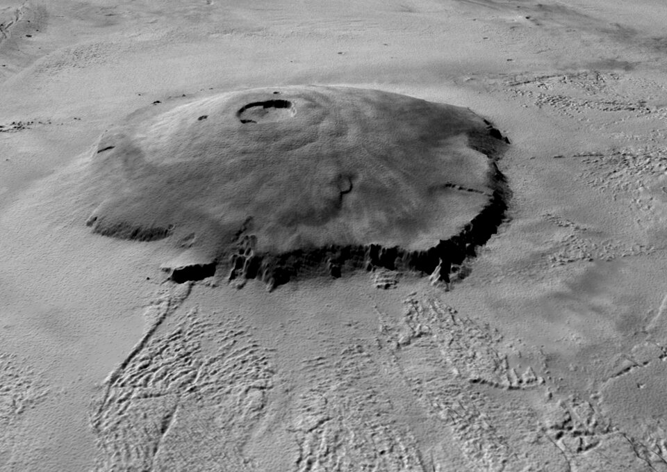 Olympus Mons, complete with escarpment and aureole