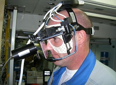 ESA astronaut André Kuipers with Eye Tracking Device