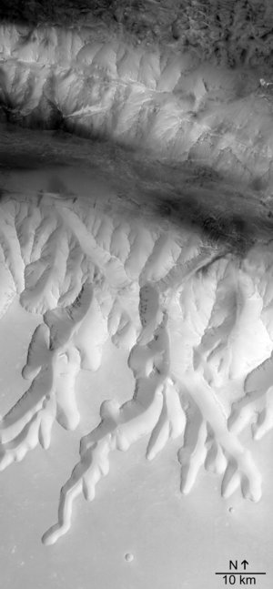 HRSC black and white image of  Louros Valles