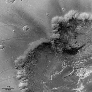 Black and white view of Melas Chasma