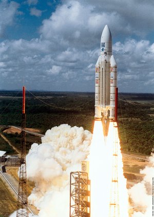 Close-up of an Ariane launch