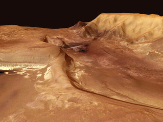 Perspective view of deposits in Melas Chasma