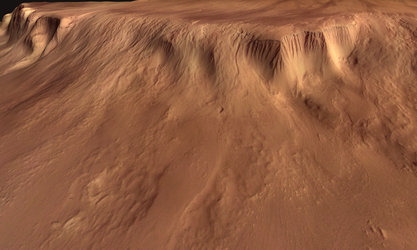 Perspective view of scarp around Olympus Mons