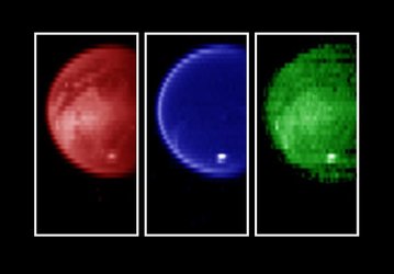 Titan - Infrared views of the surface at three wavelengths