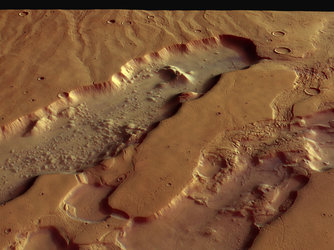 Perspective view of Dao and Niger Valles, looking north