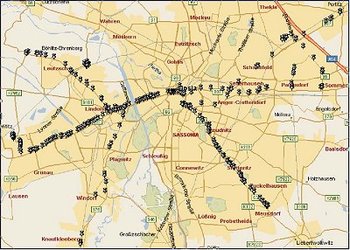 Tracking a tram in Leipzig (Germany)