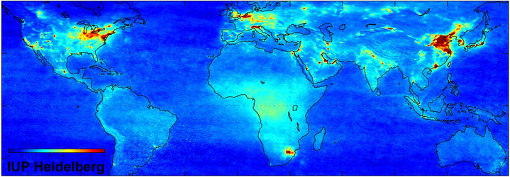 Global nitrogen dioxide pollution map - Jan 2003 to June 2004