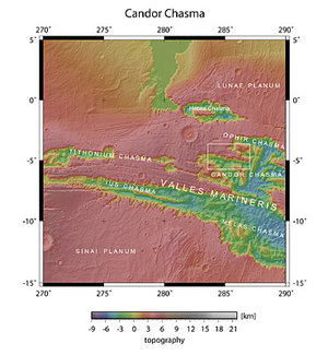 Map showing Candor Chasma in context