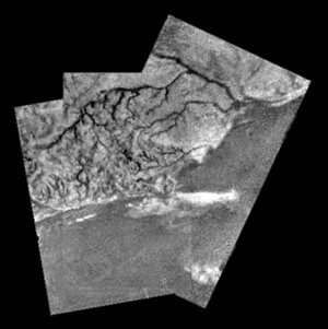 Mosaic of river channel and ridge area on Titan