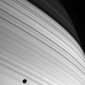 Shadows of Saturn's rings on the planet's cloud tops