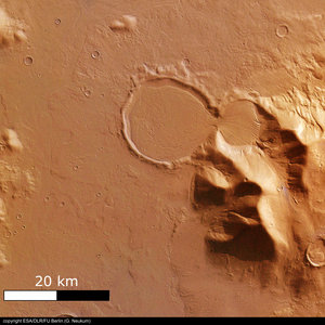 'Hourglass' shaped craters filled with traces of glacier