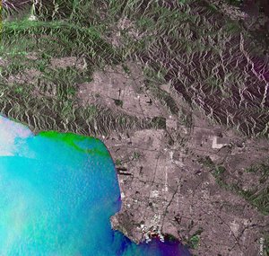 Radar view of Los Angeles acquired by Envisat