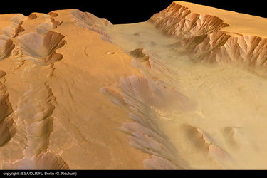 Perspective view of Coprates Chasma and Catena - looking north-east