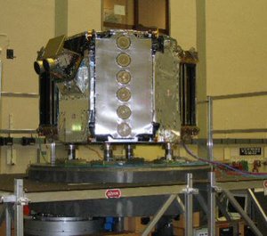 SMOS Payload Module on the Vibration Table at ESA-ESTEC