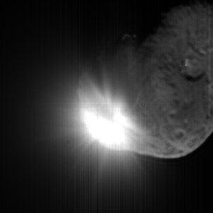 Ejecta plume from Tempel 1, 13 seconds after impact