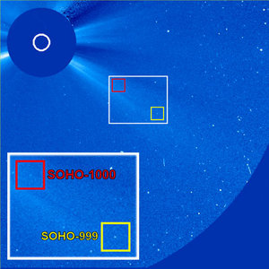 999th and 1000th comets identified in SOHO images