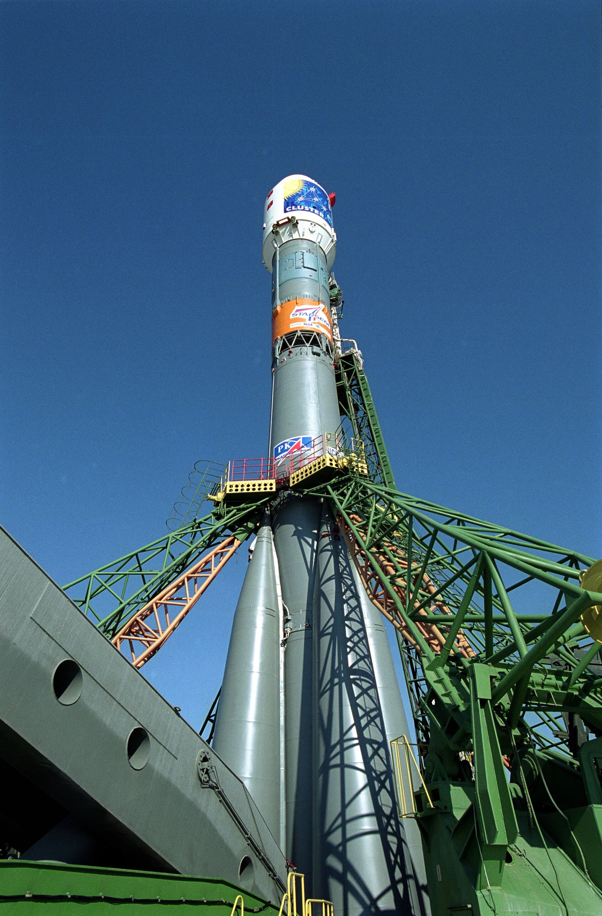 A Soyuz-Fregat launcher on the launch pad