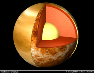 Cutaway view of possible internal structure of Venus